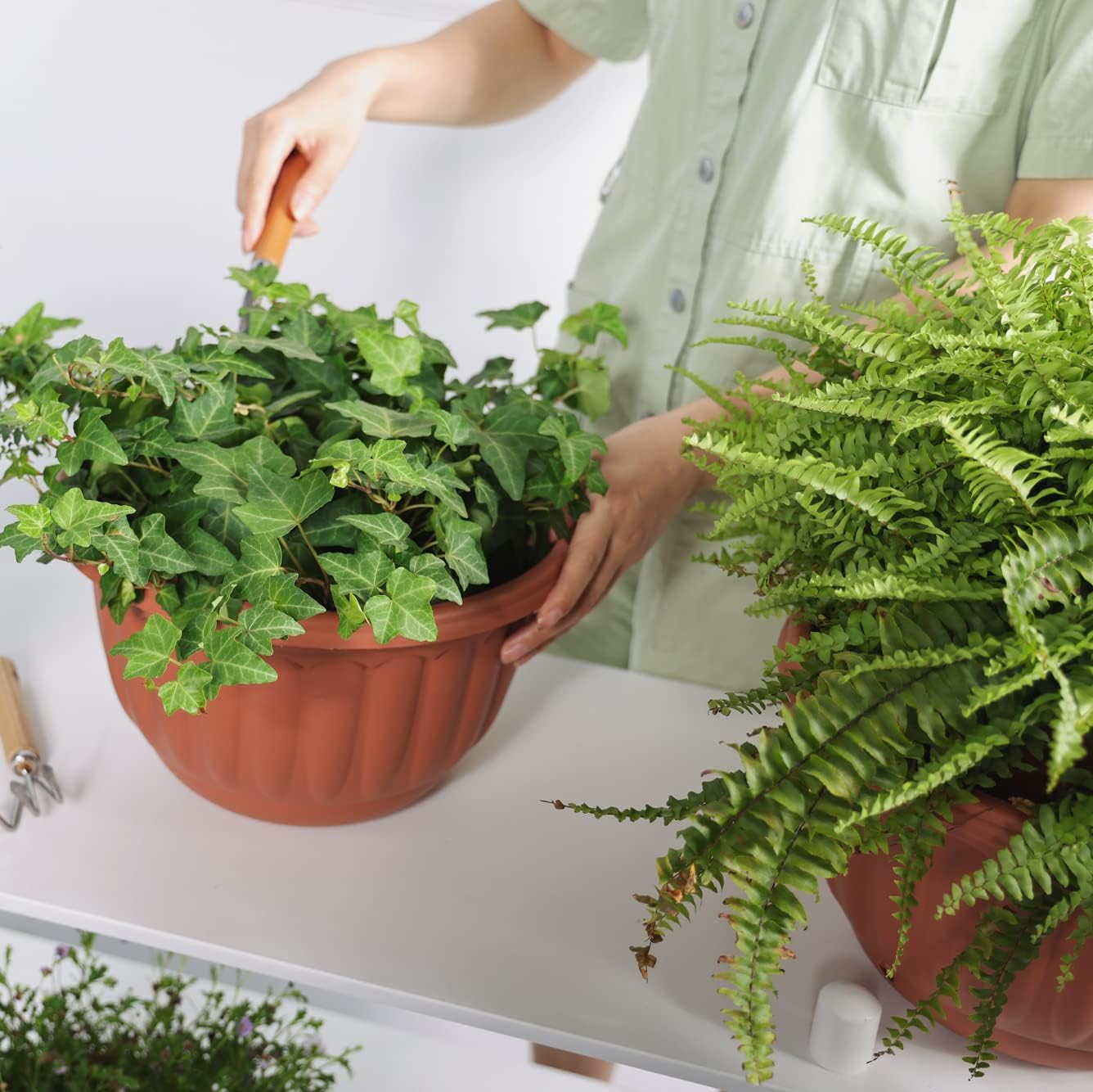 Plastic hanging planter