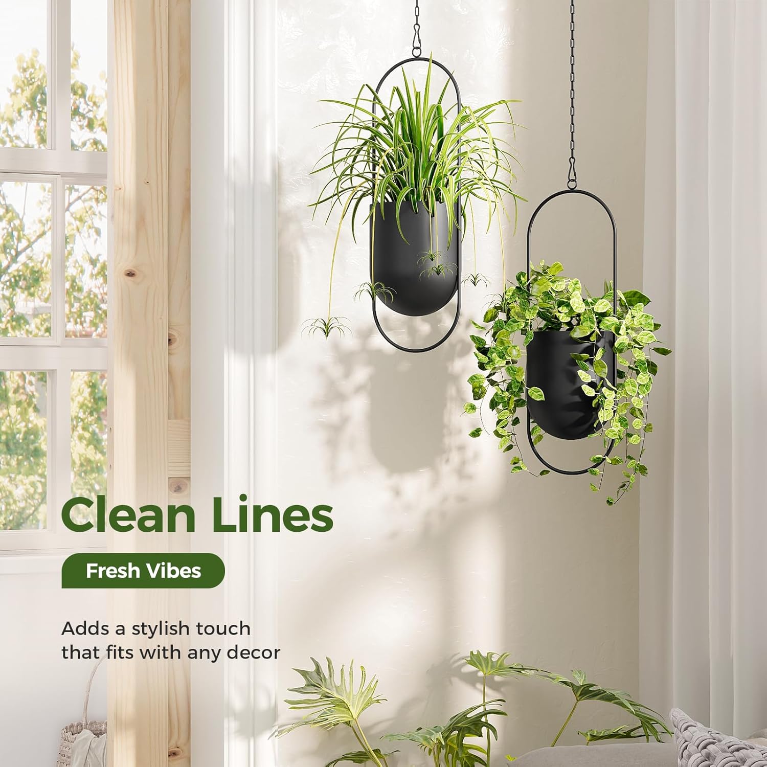 Black metal hanging planter - Image 2